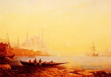 ボート Painting - コンスタンティノープルのボート バルビゾン フェリックス ジエムの海景